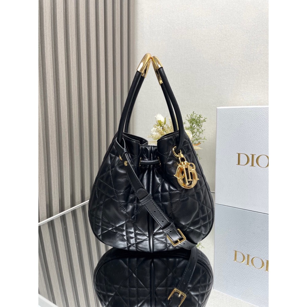 Dior Nolita Medium Bag in Black Macrocannage Lambskin LDBS240729