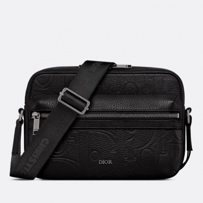 Dior Rider 2.0 Zipped Messenger Bag in Black Gravity Leather LDBS240741