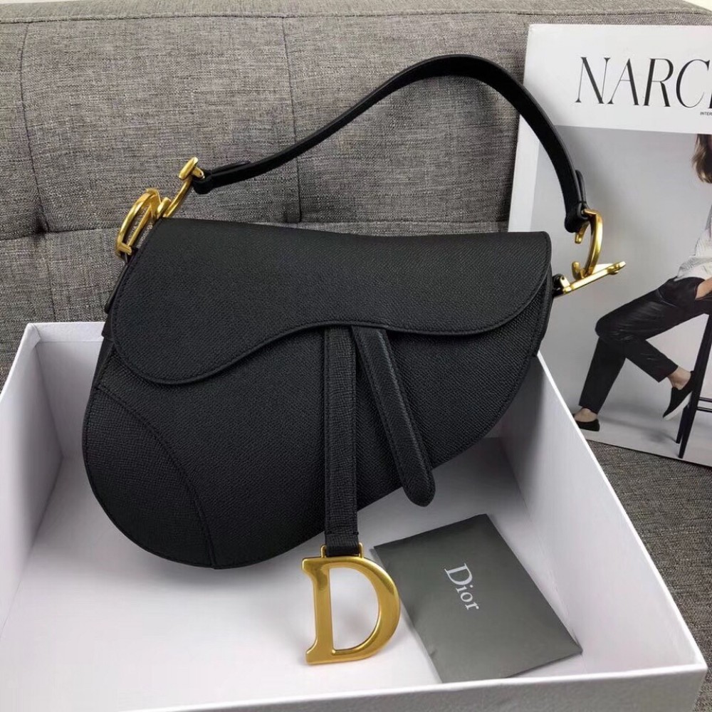 Dior Saddle Bag In Black Grained Calfskin LDBS240754