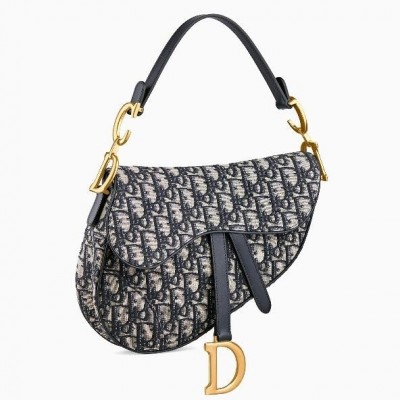 Dior Saddle Bag In Blue Oblique Jacquard Canvas LDBS240760