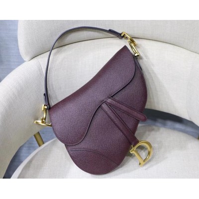 Dior Saddle Bag In Bordeaux Grained Calfskin LDBS240765