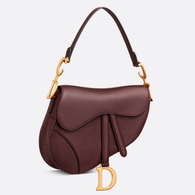 Dior Saddle Bag In Bordeaux Grained Calfskin LDBS240765