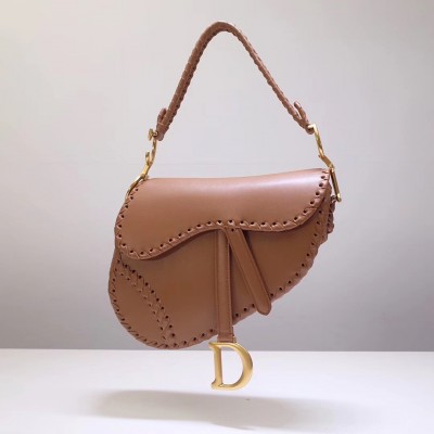 Dior Saddle Bag In Brown Calfskin With Threaded Edges LDBS240767