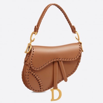 Dior Saddle Bag In Brown Calfskin With Threaded Edges LDBS240767