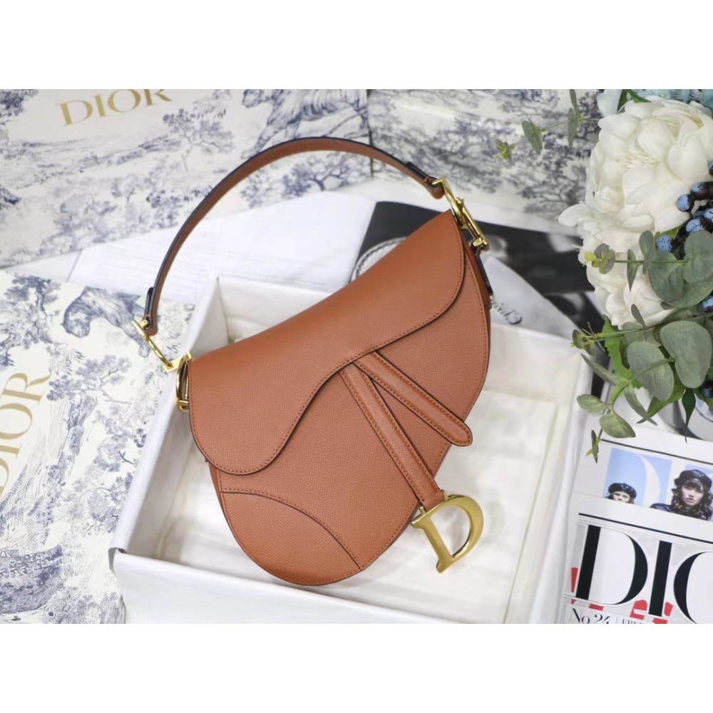 Dior Saddle Bag In Brown Grained Calfskin LDBS240769