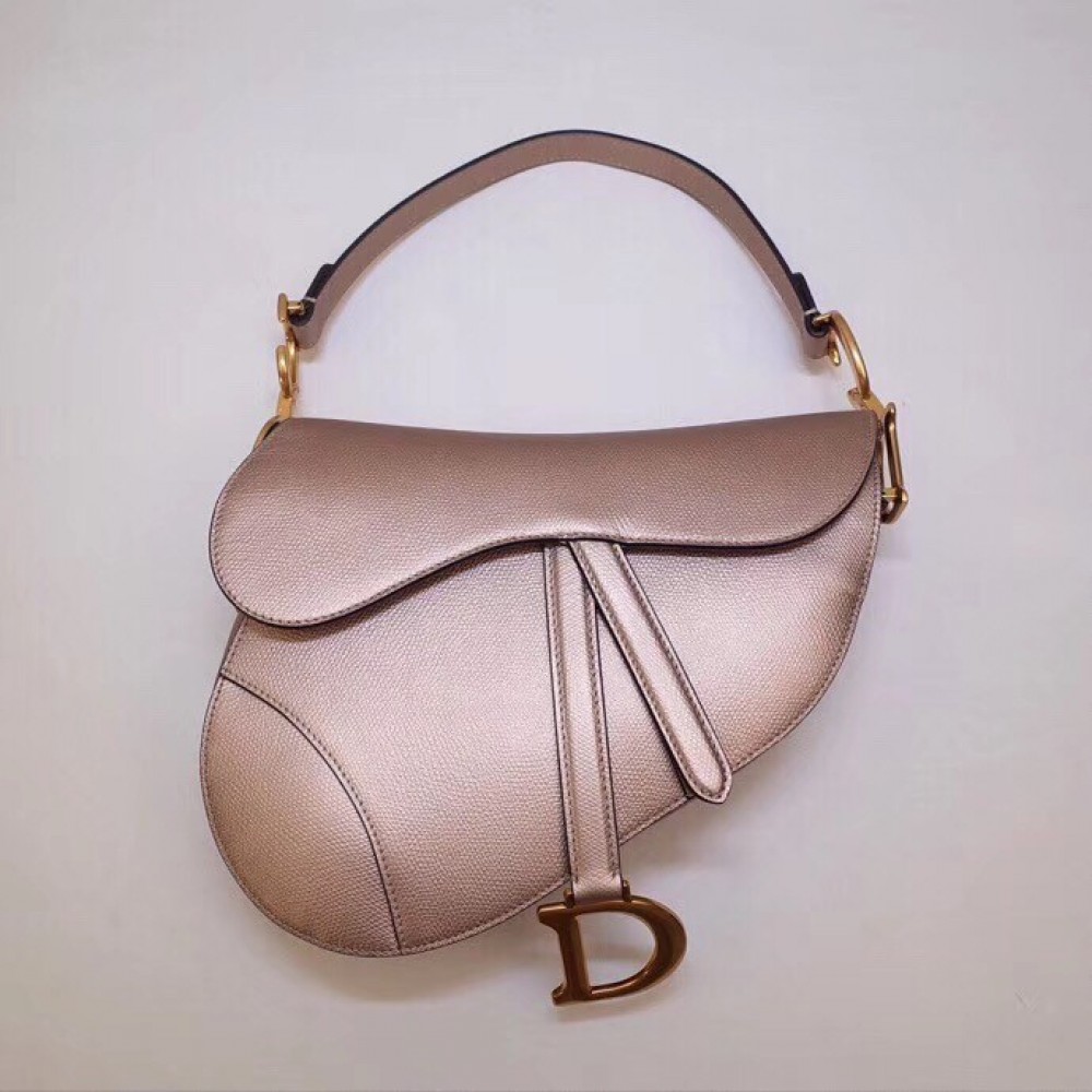 Dior Saddle Bag In Champagne Metallic Grained Calfskin LDBS240772