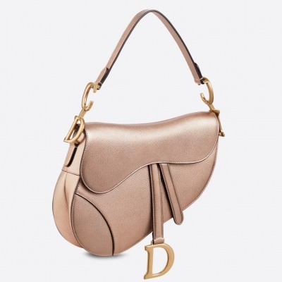 Dior Saddle Bag In Champagne Metallic Grained Calfskin LDBS240772