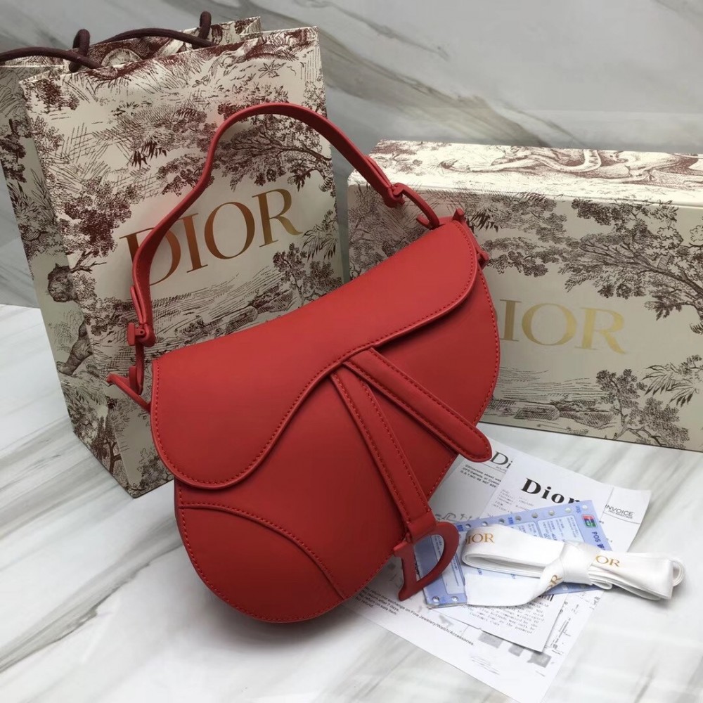 Dior Saddle Bag In Cherry Red Matte Calfskin LDBS240773