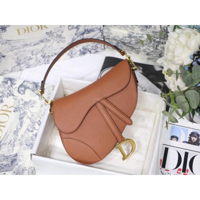 Dior Saddle Bag In Dark Tan Grained Calfskin LDBS240775