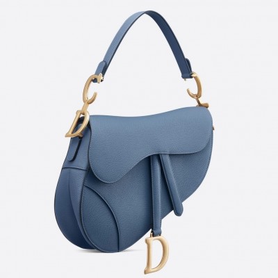 Dior Saddle Bag In Denim Blue Grained Calfskin LDBS240777