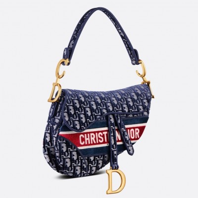 Dior Saddle Bag In Dior Oblique Embroidered Velvet LDBS240778