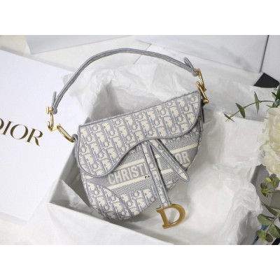 Dior Saddle Bag In Gray Dior Oblique Embroidery LDBS240779