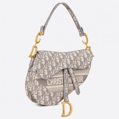 Dior Saddle Bag In Gray Dior Oblique Embroidery LDBS240779