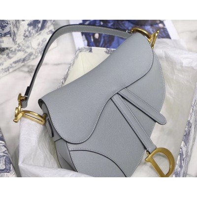 Dior Saddle Bag In Grey Grained Calfskin LDBS240783