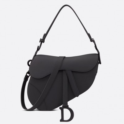 Dior Saddle Bag with Strap in Black Ultramatte Calfskin LDBS240799