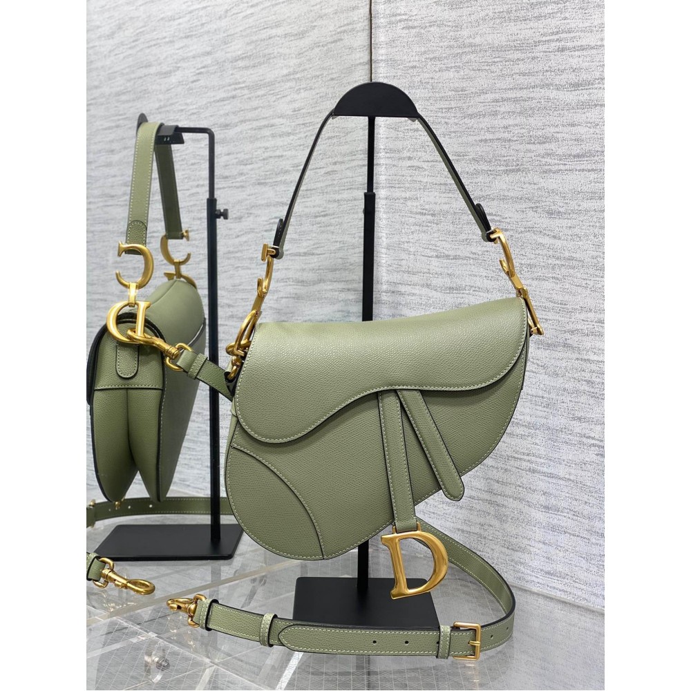 Dior Saddle Bag with Strap in Ethereal Green Grained Calfskin LDBS240803