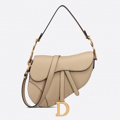 Dior Saddle Bag with Strap in Sand Grained Calfskin LDBS240806