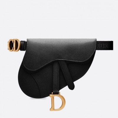 Dior Saddle Belt Bag In Black Grained Calfskin LDBS240809