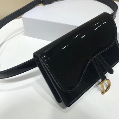 Dior Saddle Belt Bag In Black Patent Leather LDBS240810