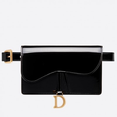 Dior Saddle Belt Bag In Black Patent Leather LDBS240810