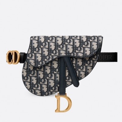 Dior Saddle Belt Bag In Blue Oblique Canvas LDBS240812