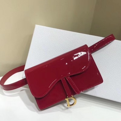 Dior Saddle Belt Bag In Red Patent Leather LDBS240816