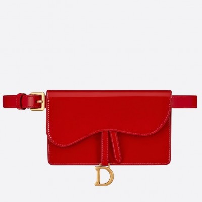 Dior Saddle Belt Bag In Red Patent Leather LDBS240816