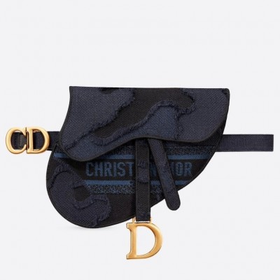 Dior Saddle Pouch Belt Bag In Blue Camouflage Canvas LDBS240824