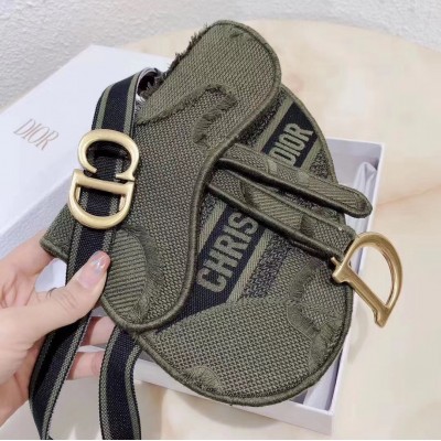 Dior Saddle Pouch Belt Bag In Green Camouflage Canvas LDBS240826