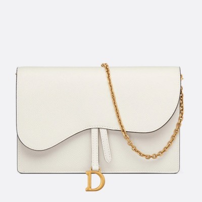 Dior Saddle Pouch In White Grained Calskin LDBS240827