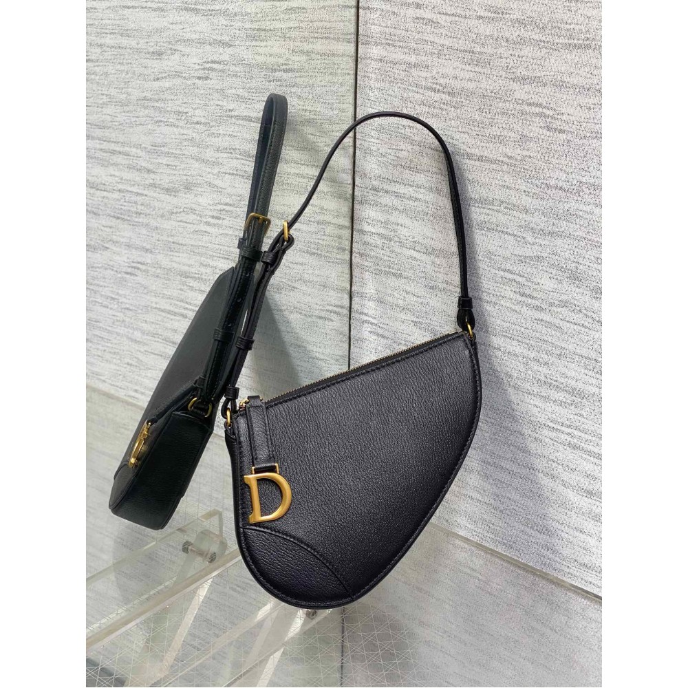 Dior Saddle Rodeo Pouch in Black Goatskin LDBS240829