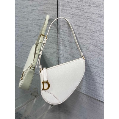 Dior Saddle Rodeo Pouch in White Goatskin LDBS240831