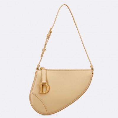 Dior Saddle Rodeo Pouch in Yellow Goatskin LDBS240832