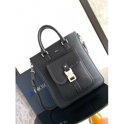 Dior Saddle Tote Bag Black in Grained Calfskin LDBS240834