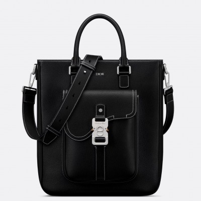 Dior Saddle Tote Bag Black in Grained Calfskin LDBS240834