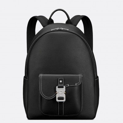 Dior Saddle Zip Backpack in Black Grained Calfskin LDBS240839