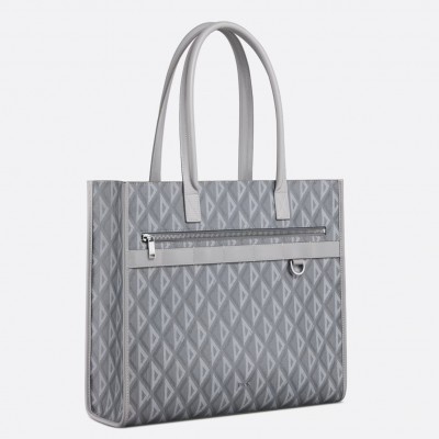 Dior Safari Tote Bag in Grey CD Diamond Canvas LDBS240844