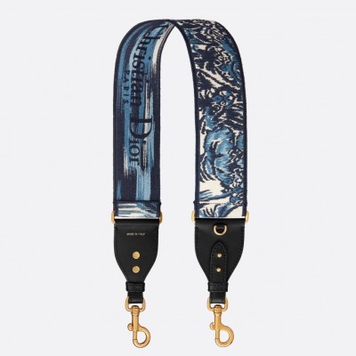 Dior Shoulder Strap with Ring In Blue Dior Palms Embroidery LDBS240849