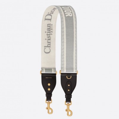 Dior Shoulder Strap with Ring in Grey Embroidery Canvas LDBS240854