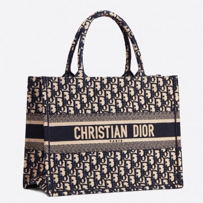 Dior Small Book Tote Bag In Blue Oblique Canvas LDBS240861