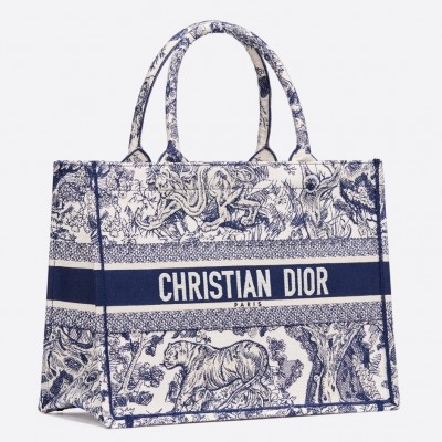 Dior Small Book Tote In Blue Toile De Jouy Canvas LDBS240895