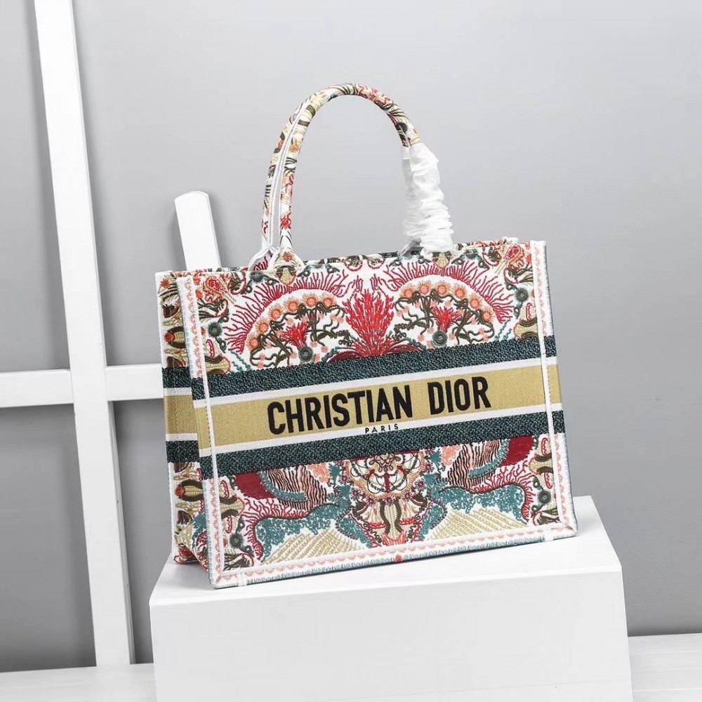 Dior Small Book Tote In Heart Lights Dior Embroidery LDBS240897