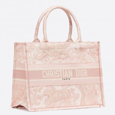 Dior Small Book Tote In Pink Toile De Jouy Canvas LDBS240903