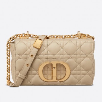 Dior Small Caro Bag In Beige Cannage Calfskin LDBS240906