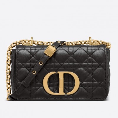 Dior Small Caro Bag In Black Cannage Calfskin LDBS240907