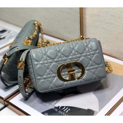 Dior Small Caro Bag In Grey Cannage Calfskin LDBS240910