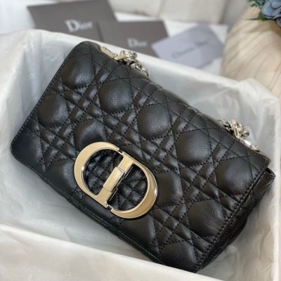 Dior Small Caro Bag In Noir Cannage Calfskin LDBS240911