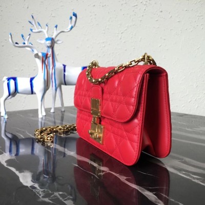 Dior Small Dioraddict Flap Bag In Cherry Lambskin LDBS240918