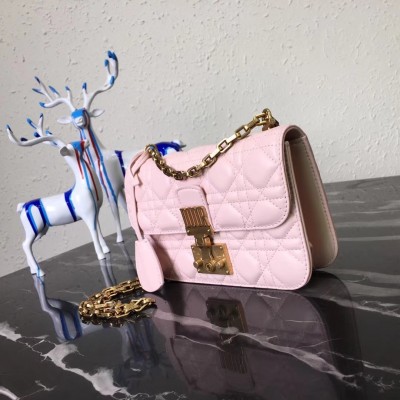 Dior Small Dioraddict Flap Bag In Pink Lambskin LDBS240919