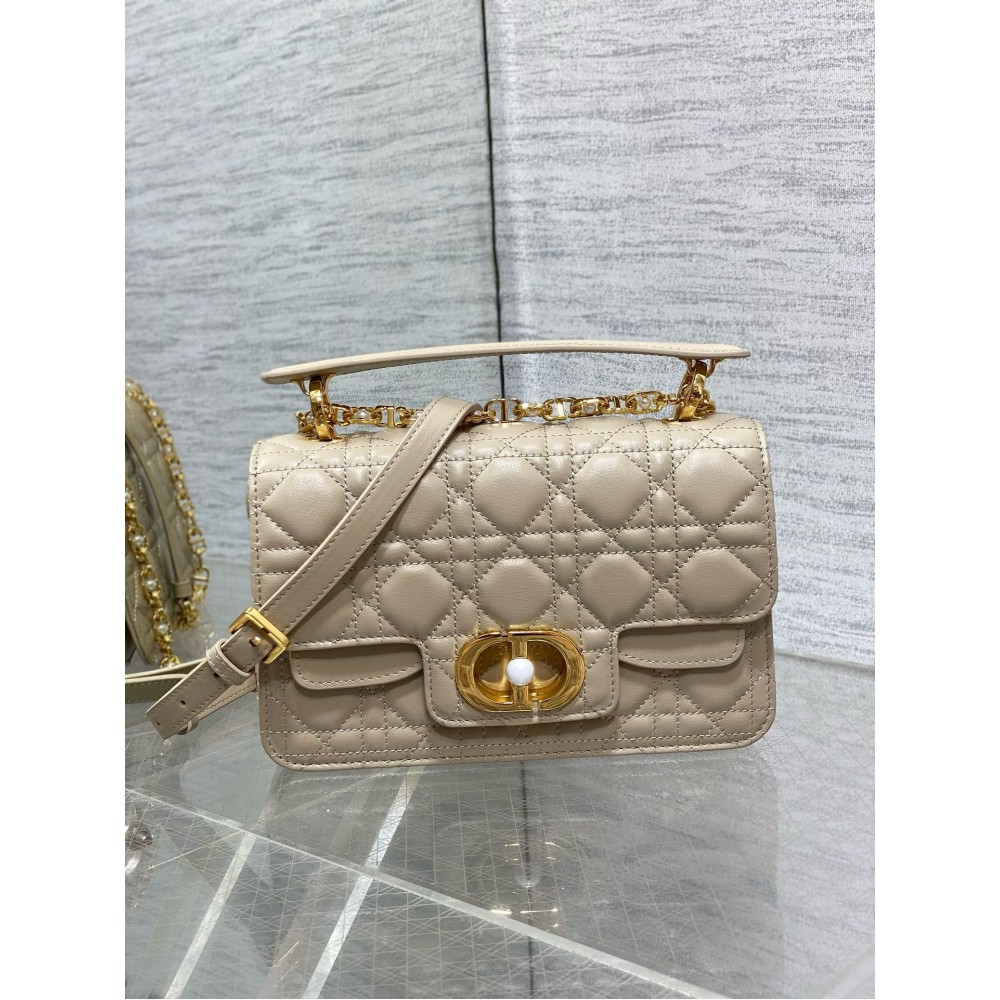 Dior Small Jolie Top Handle Bag in Beige Cannage Calfskin LDBS240928